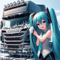 初音ミクがスカニアトラックを洗車する 2枚目