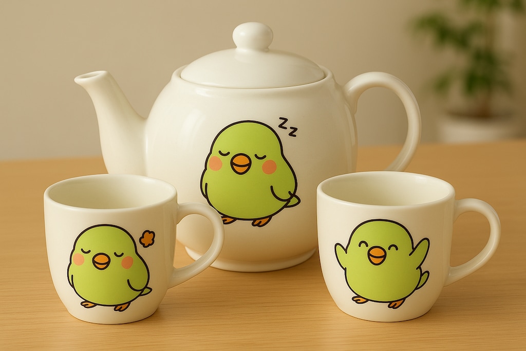 喋るインコさんのティーセット