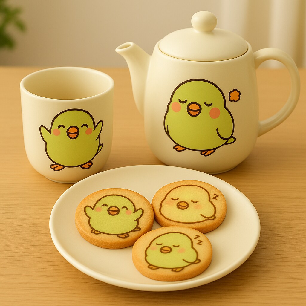 喋るインコさんのティーセット