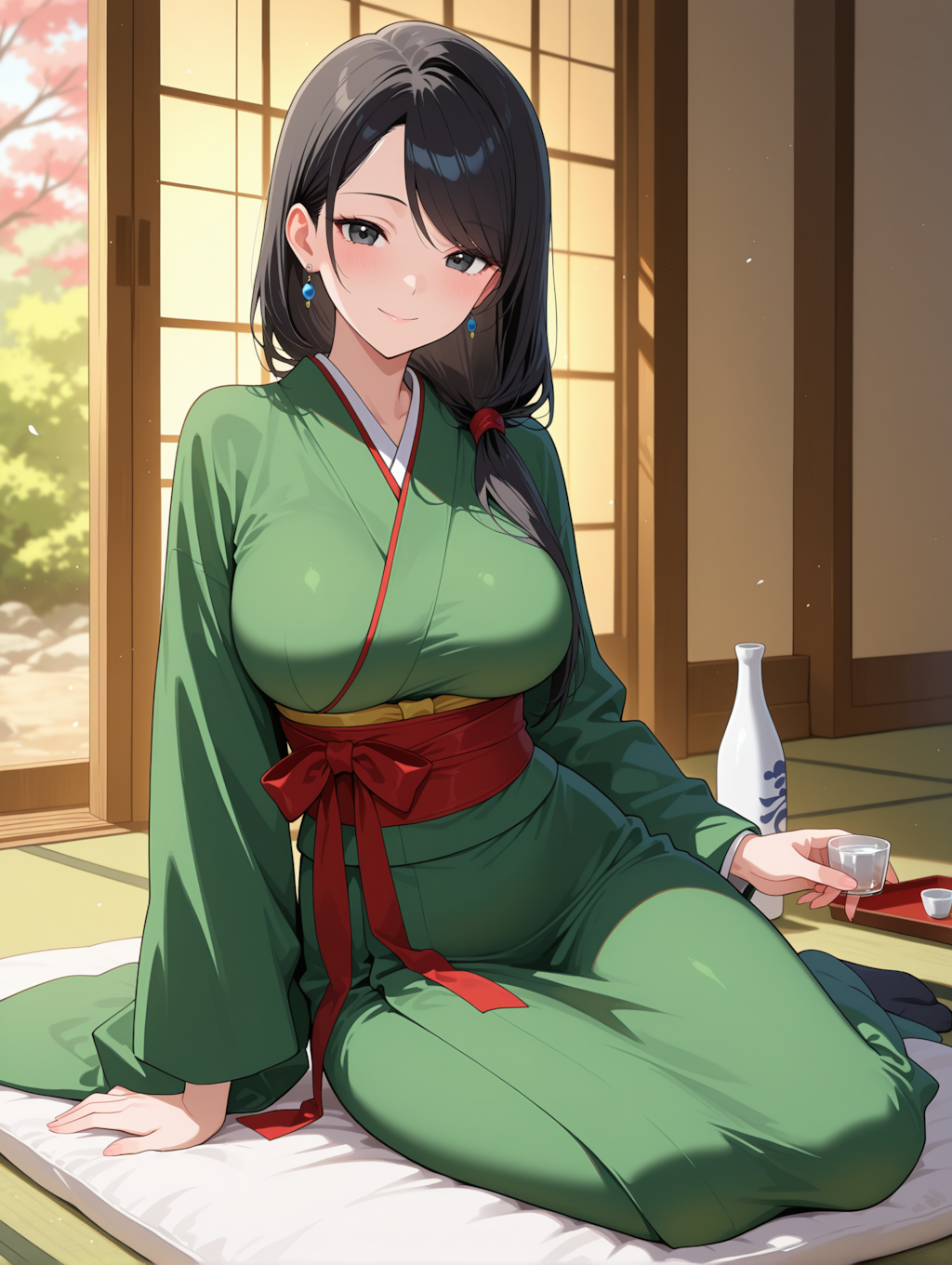 お酌をする鈴音さん