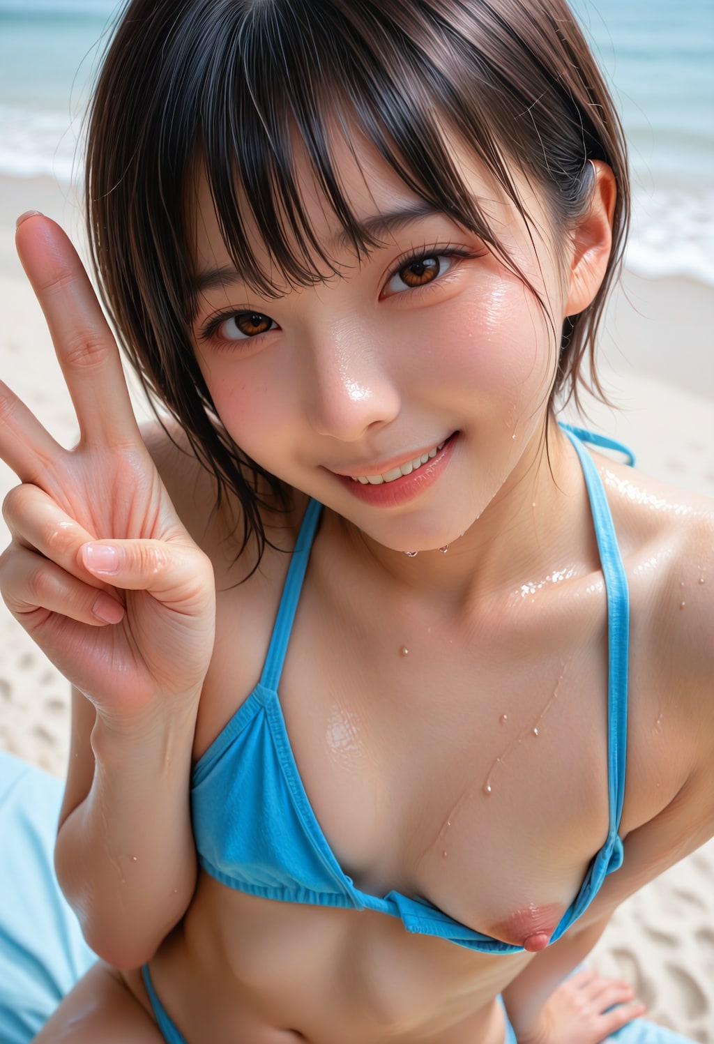乳首が見えてる貧乳ちゃん2