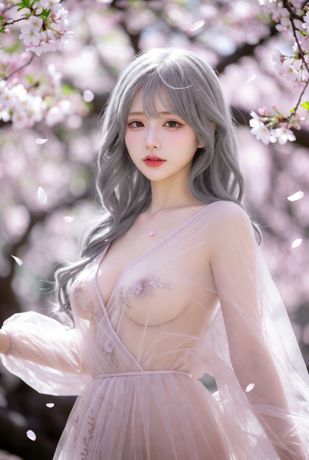桜の下で