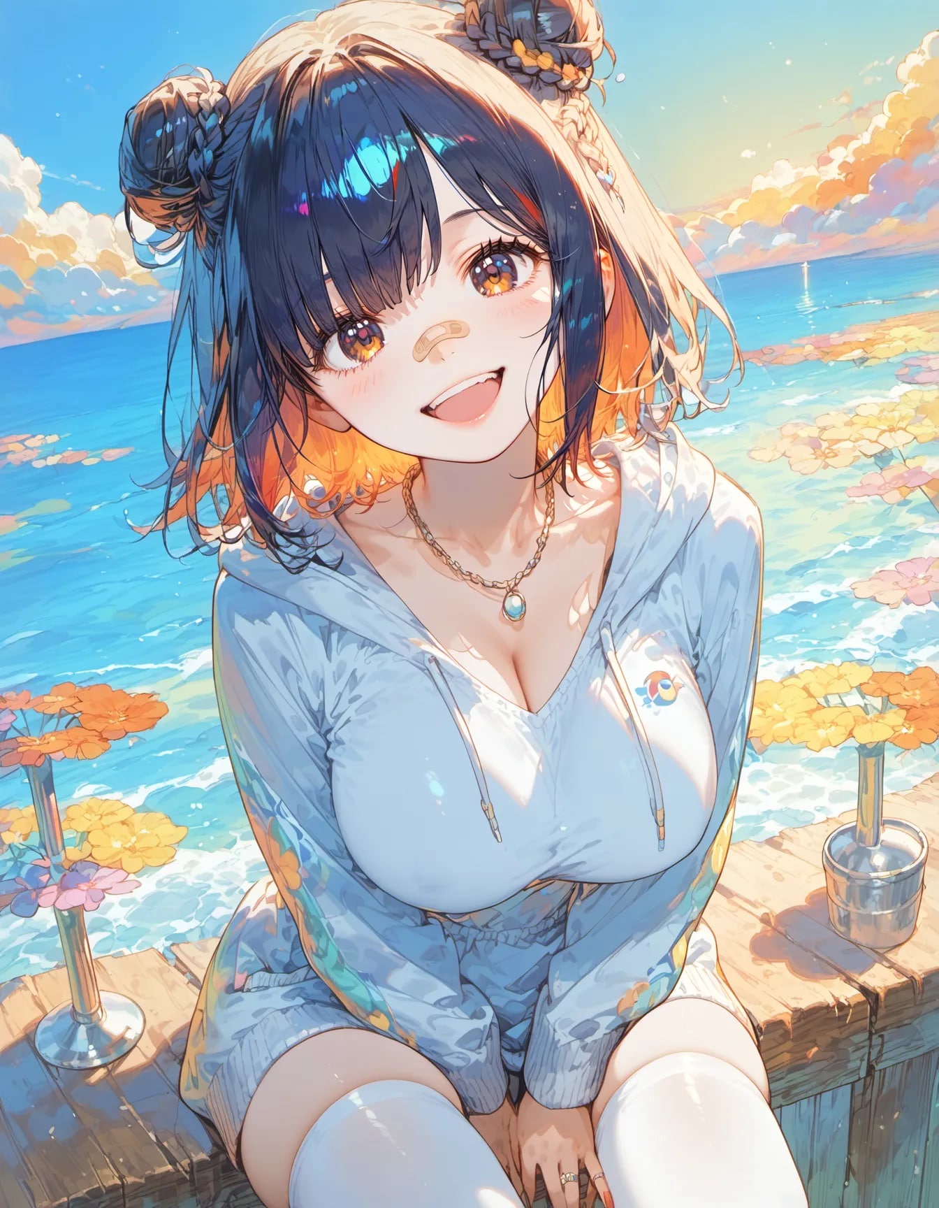 Laughter by the Azure Sea | の人気AIイラスト・グラビア