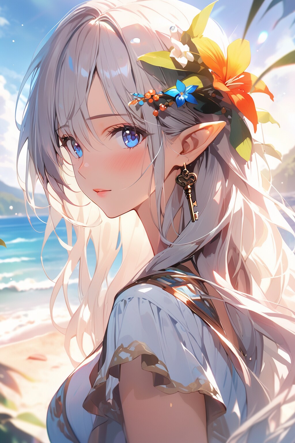 エルフさんとビーチへ散歩