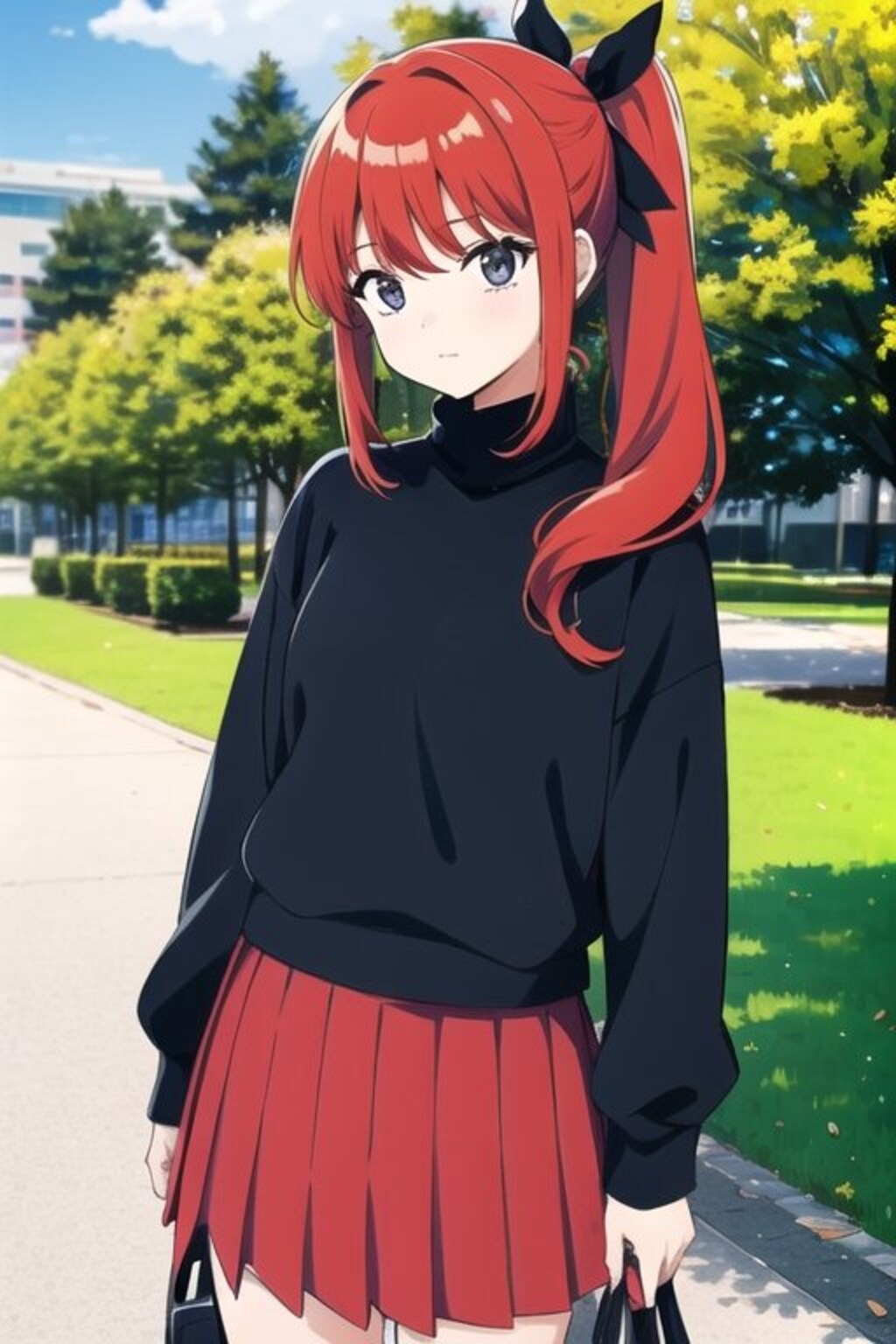 黒セーター美女