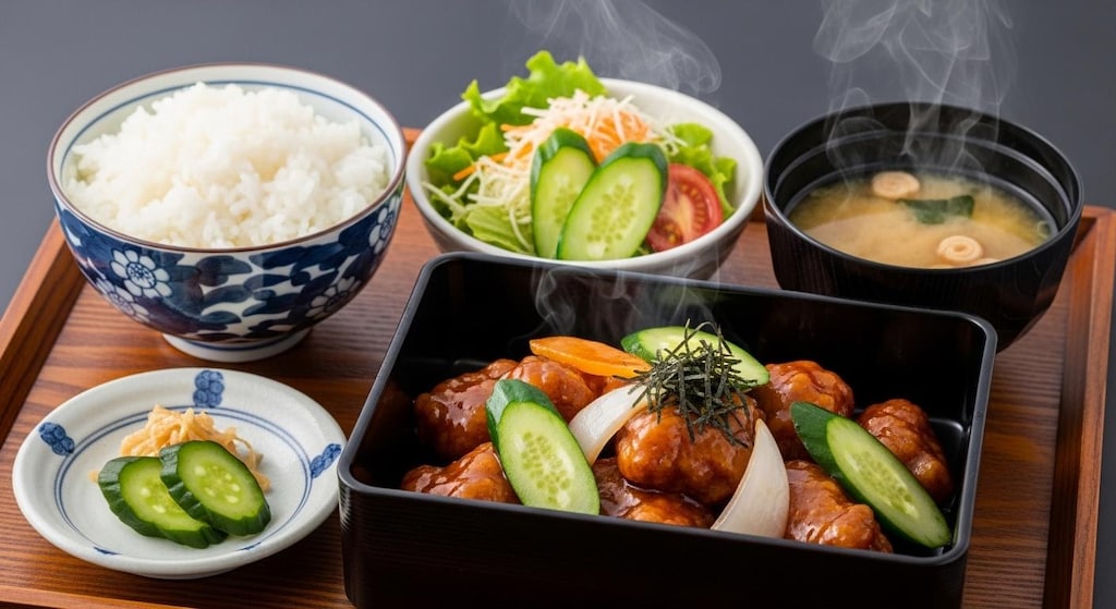 摩訶不思議食堂の胡瓜入り酢豚の胡瓜膳