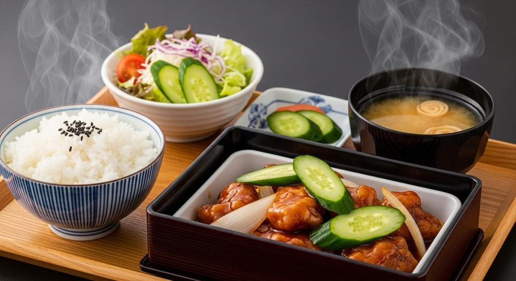 摩訶不思議食堂の胡瓜入り酢豚の胡瓜膳