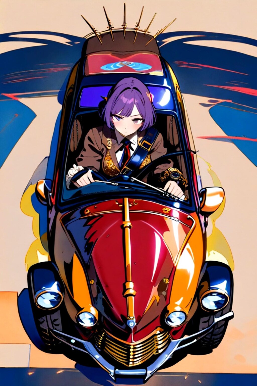 ドライブする紫髪ちゃん