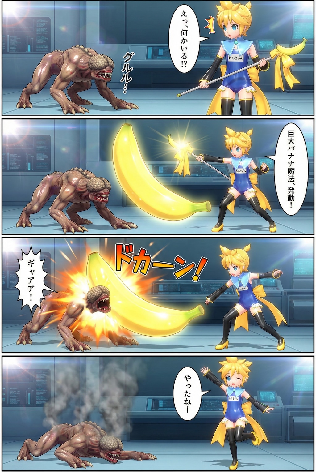 鏡音レンの暴走　バトルシーン　リッカー