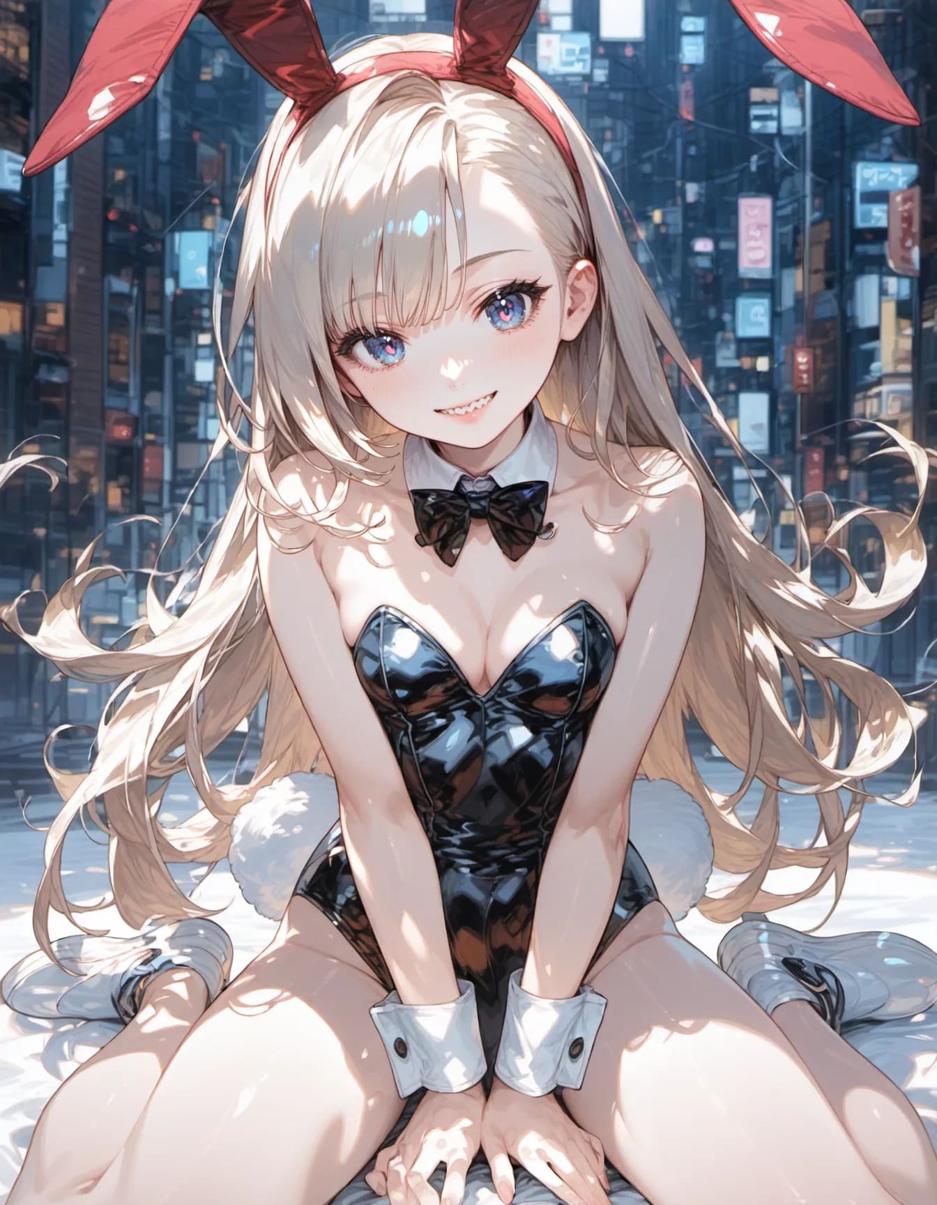Midnight Bunny in Neon Rain