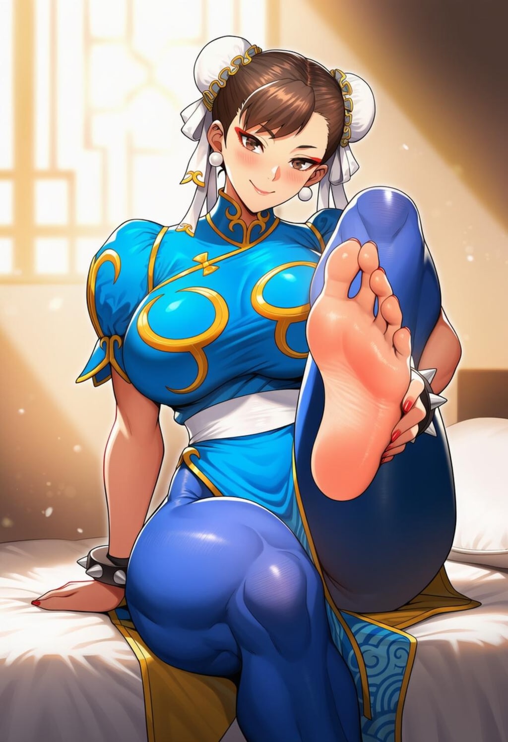 チャイナドレスパンスト足コスプレ格闘人妻