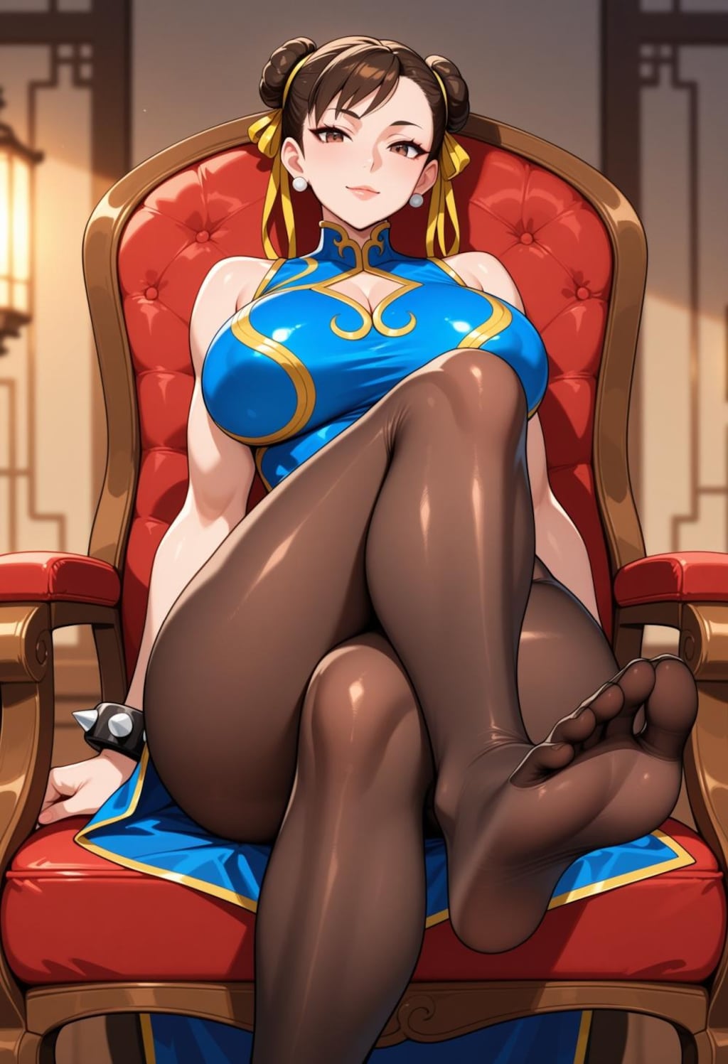 チャイナドレスパンスト足コスプレ格闘人妻