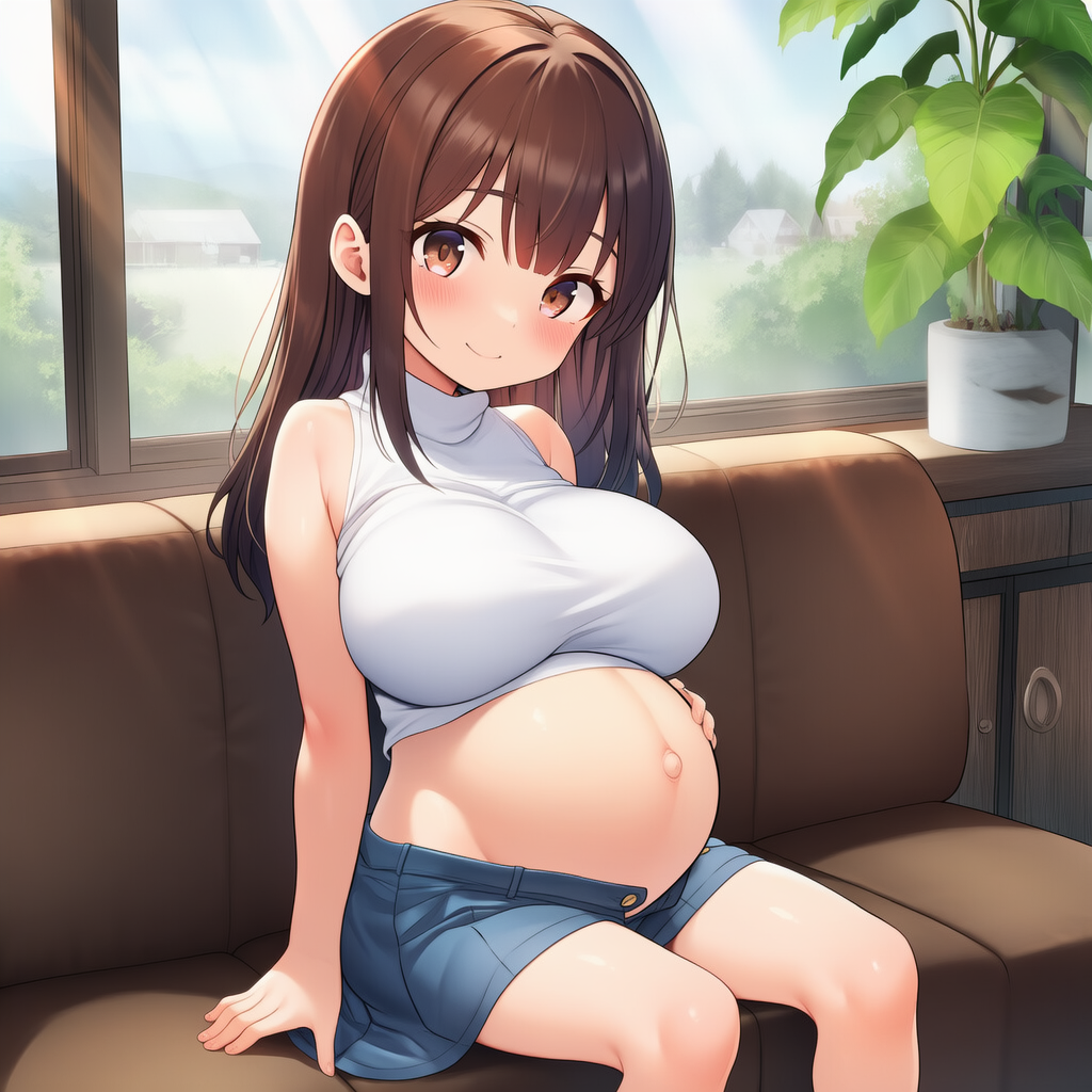 ロリ巨乳ちゃんへそ出しノースリーブ（孕）