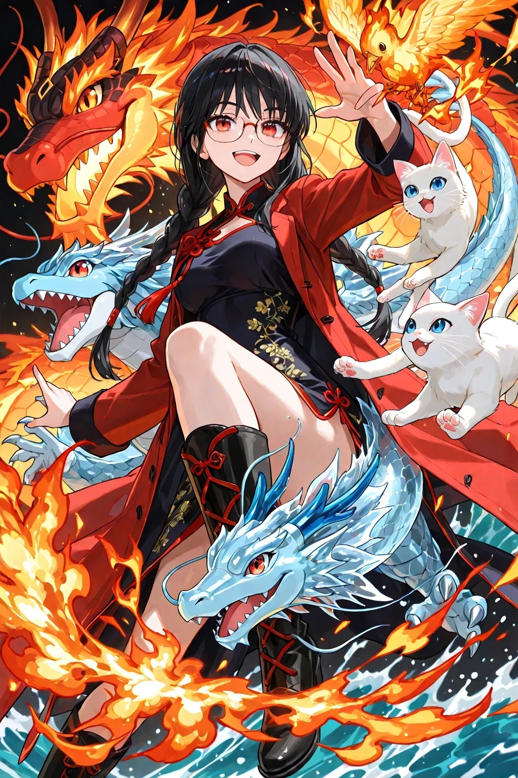 水龍、火の鳥、黒い亀、白い猫 withメイリンさん