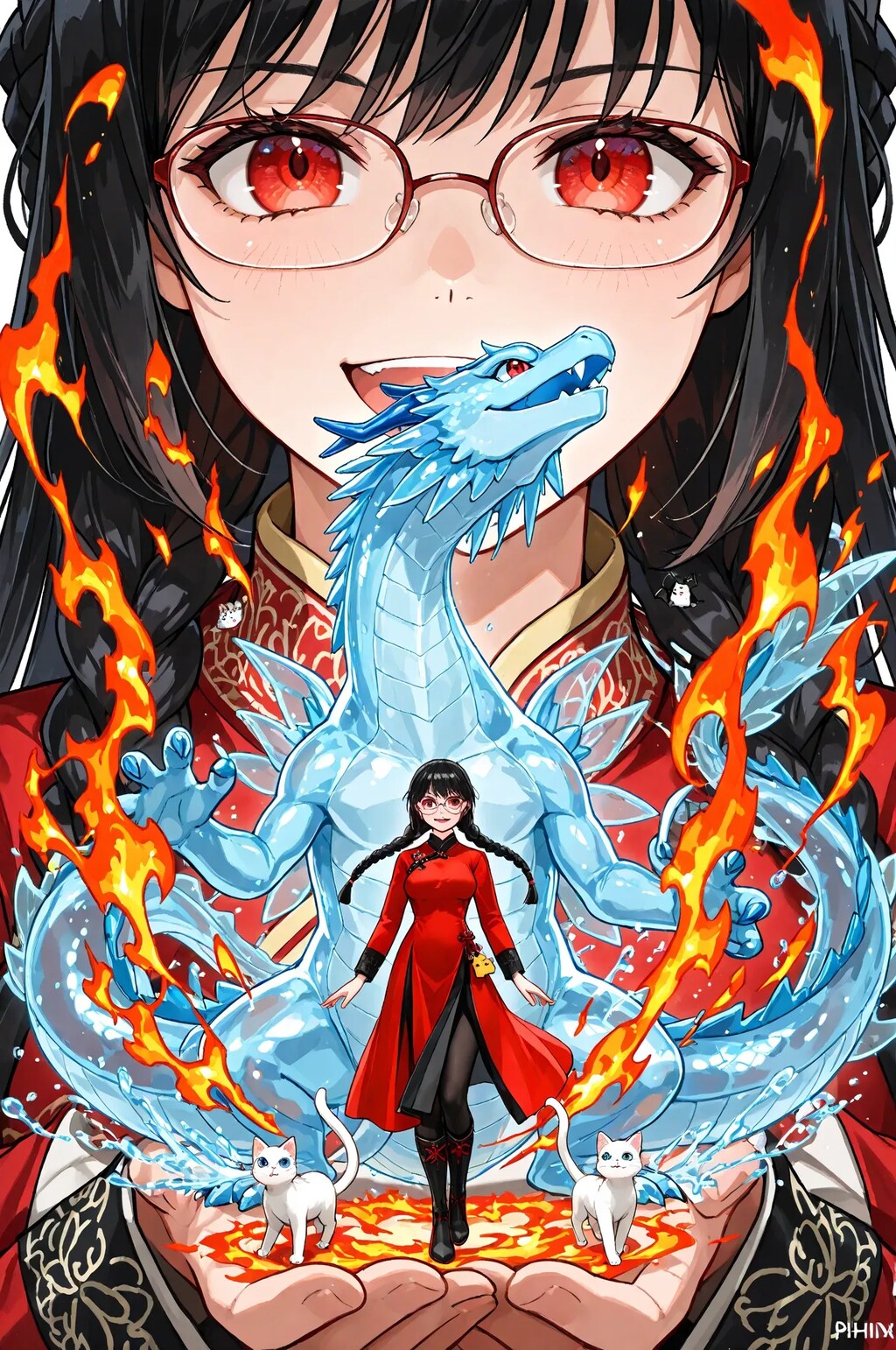 水龍、火の鳥、黒い亀、白い猫 withメイリンさん