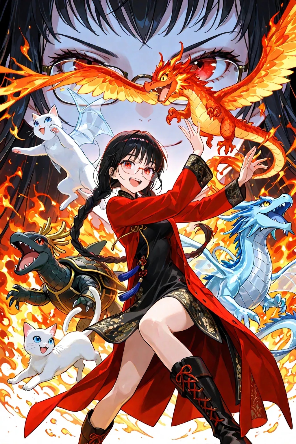 水龍、火の鳥、黒い亀、白い猫 withメイリンさん