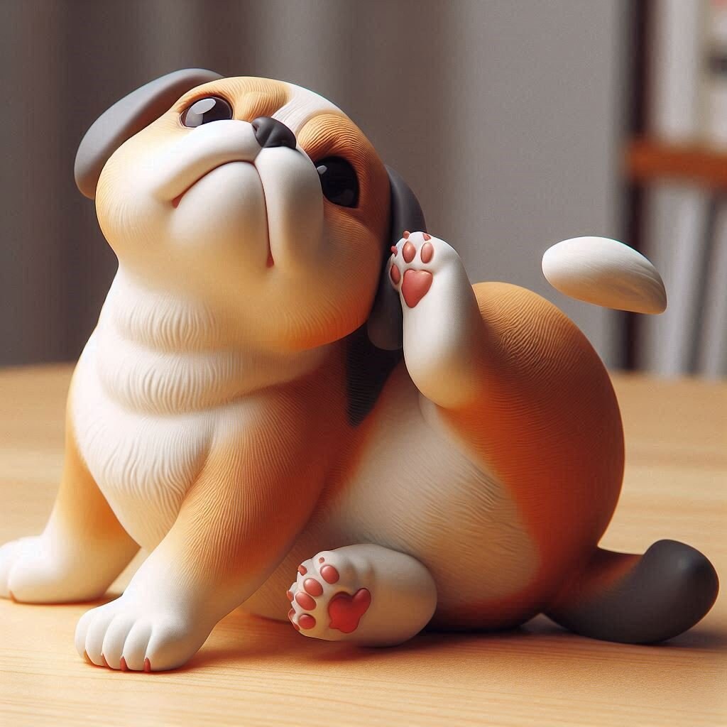 犬フィギュア🐕️首かきポーズ