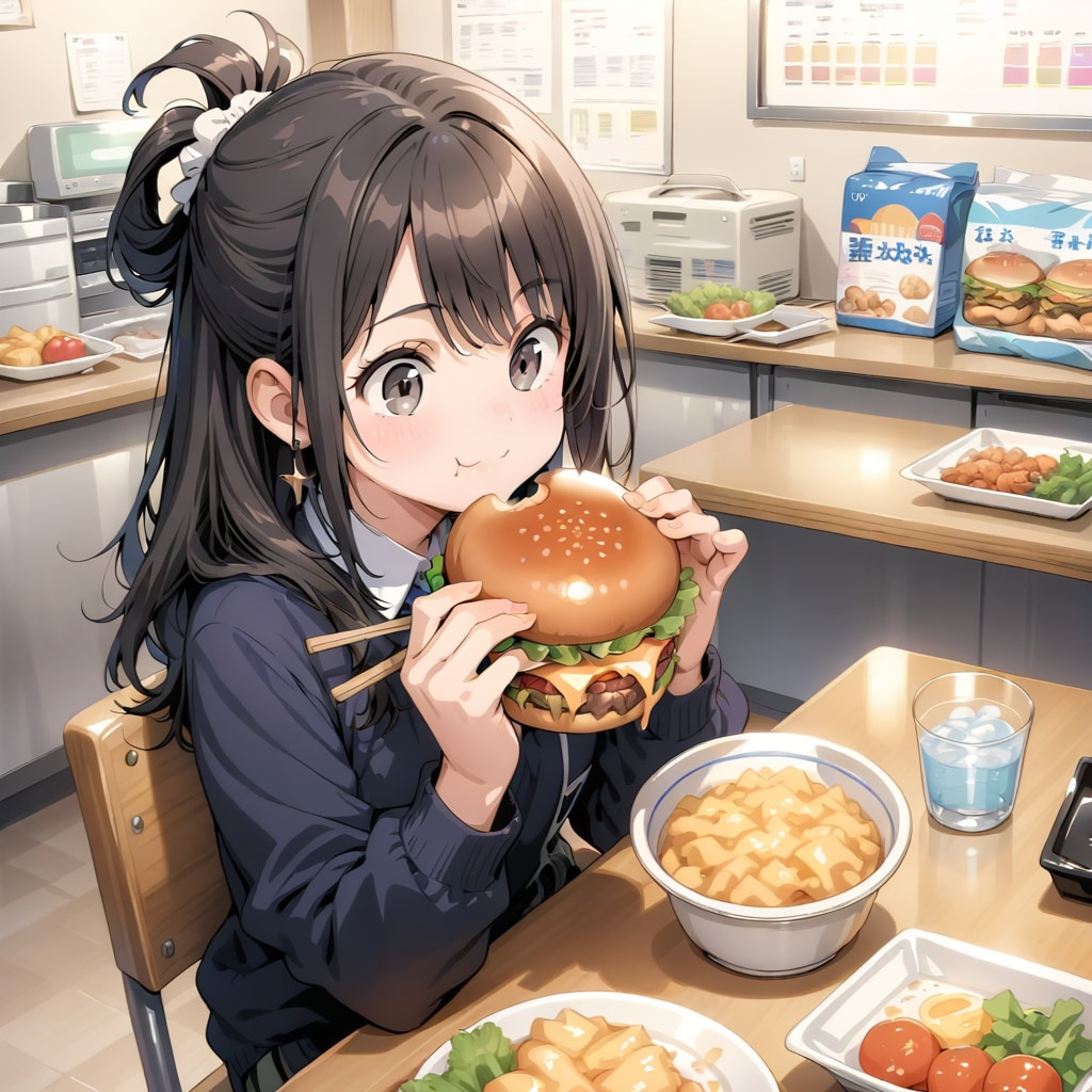 ハンバーガーも食う