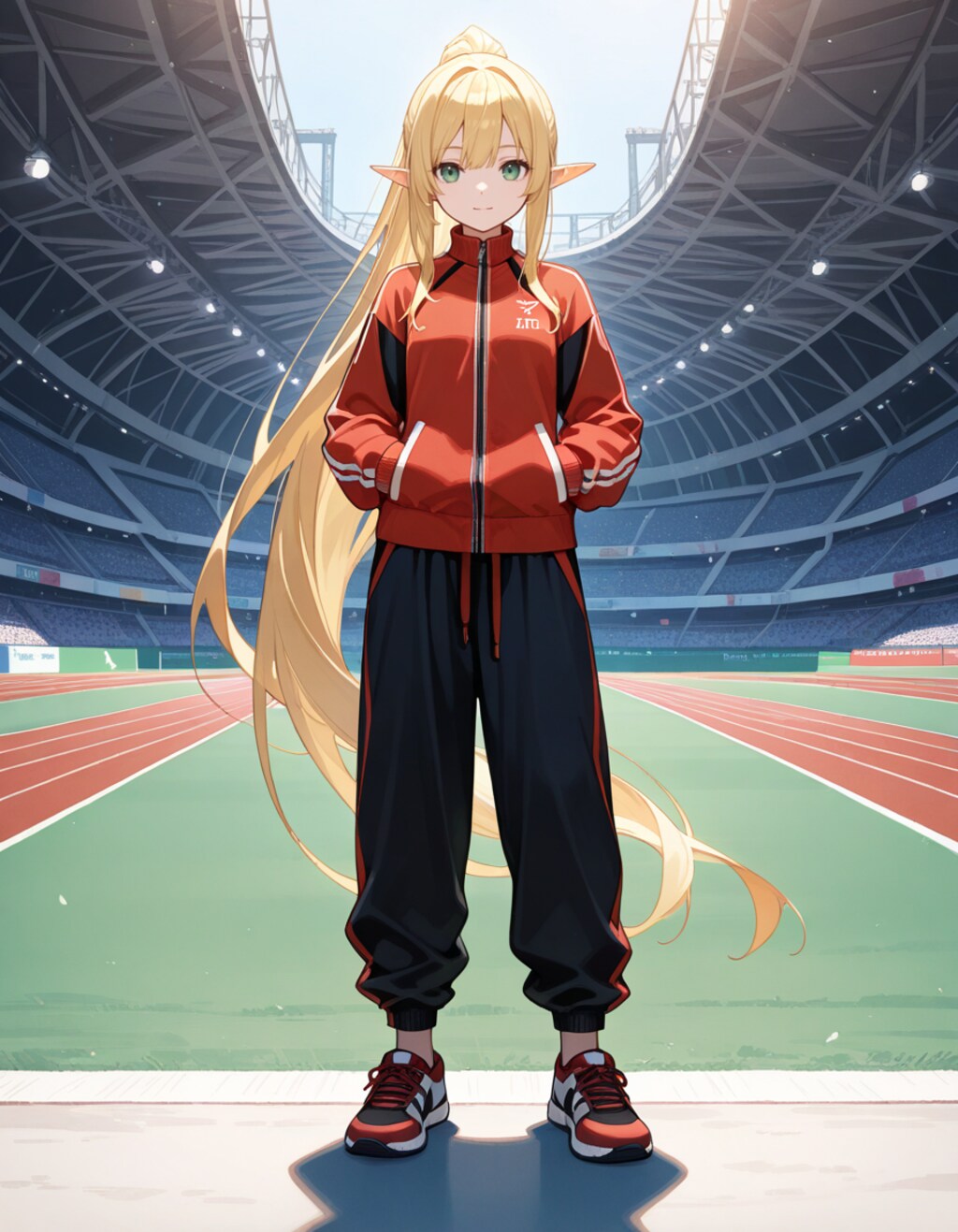 体操服姿のエルフ魔女