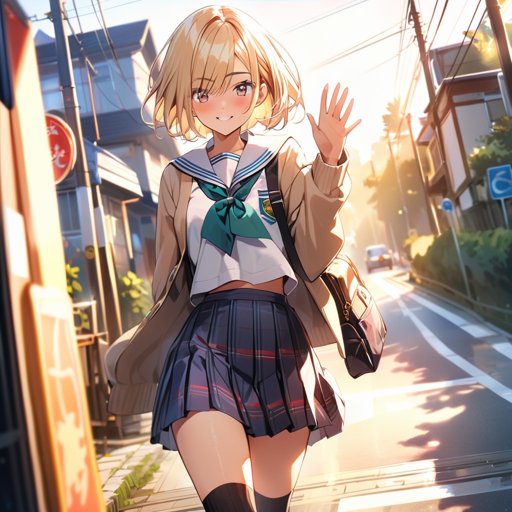 金髪と制服とニーハイ | の人気AIイラスト・グラビア