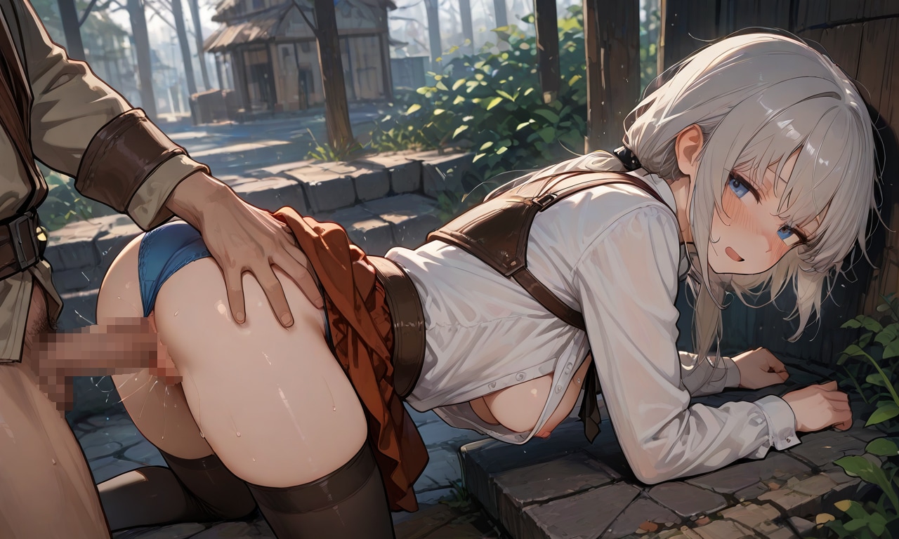 少女と後ろで