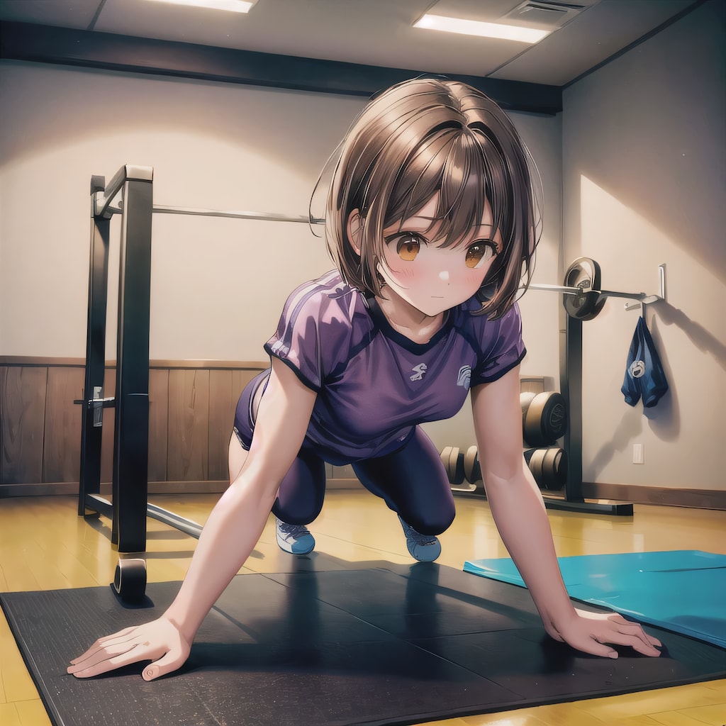 茶髪ボブで筋トレの少女５