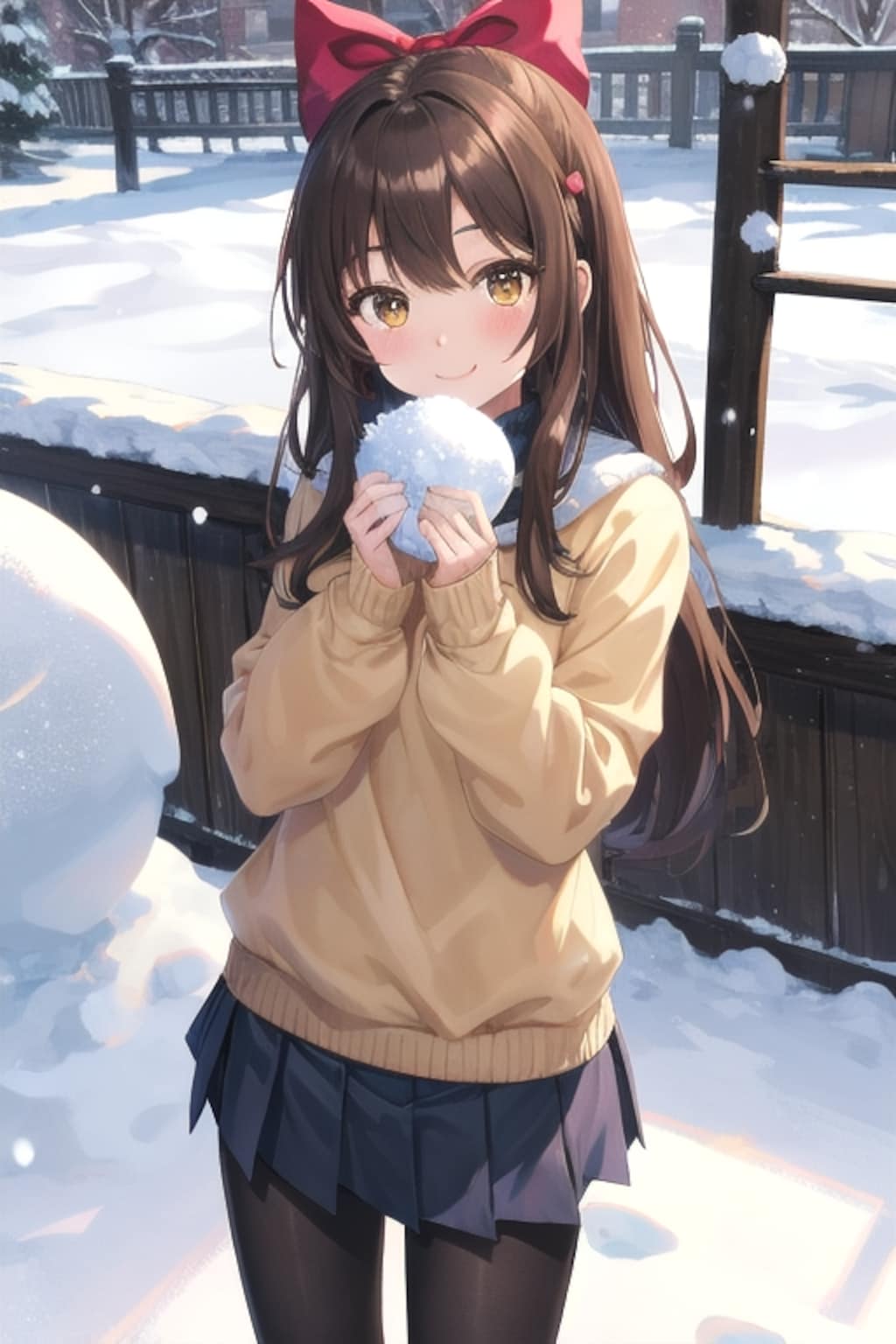 雪玉作って遊ぼかなのなごちゃん(っ'-' )╮=͟͟͞͞❄