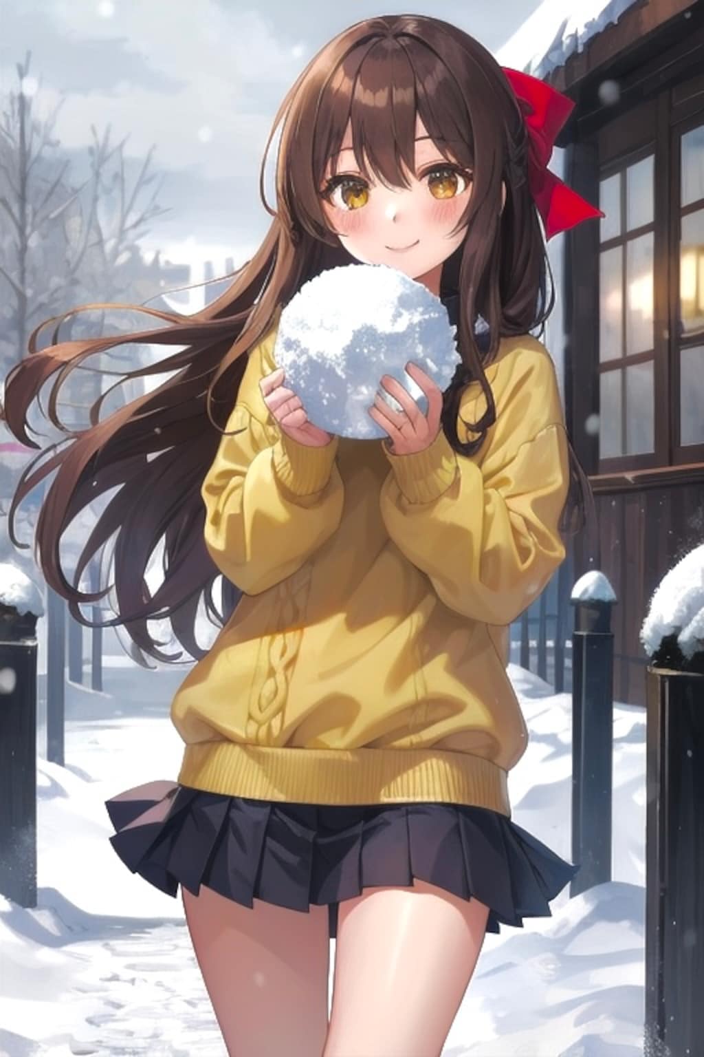 雪玉作って遊ぼかなのなごちゃん(っ'-' )╮=͟͟͞͞❄