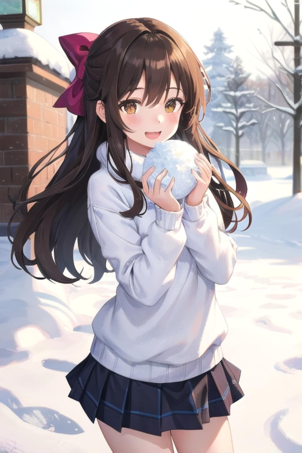 雪玉作って遊ぼかなのなごちゃん(っ'-' )╮=͟͟͞͞❄