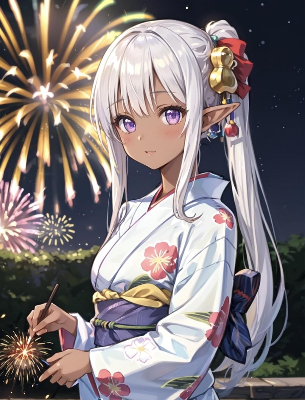 大きな花火より線香花火が好きなダークエルフちゃん