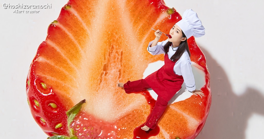 いちごに乗っちゃった🍓