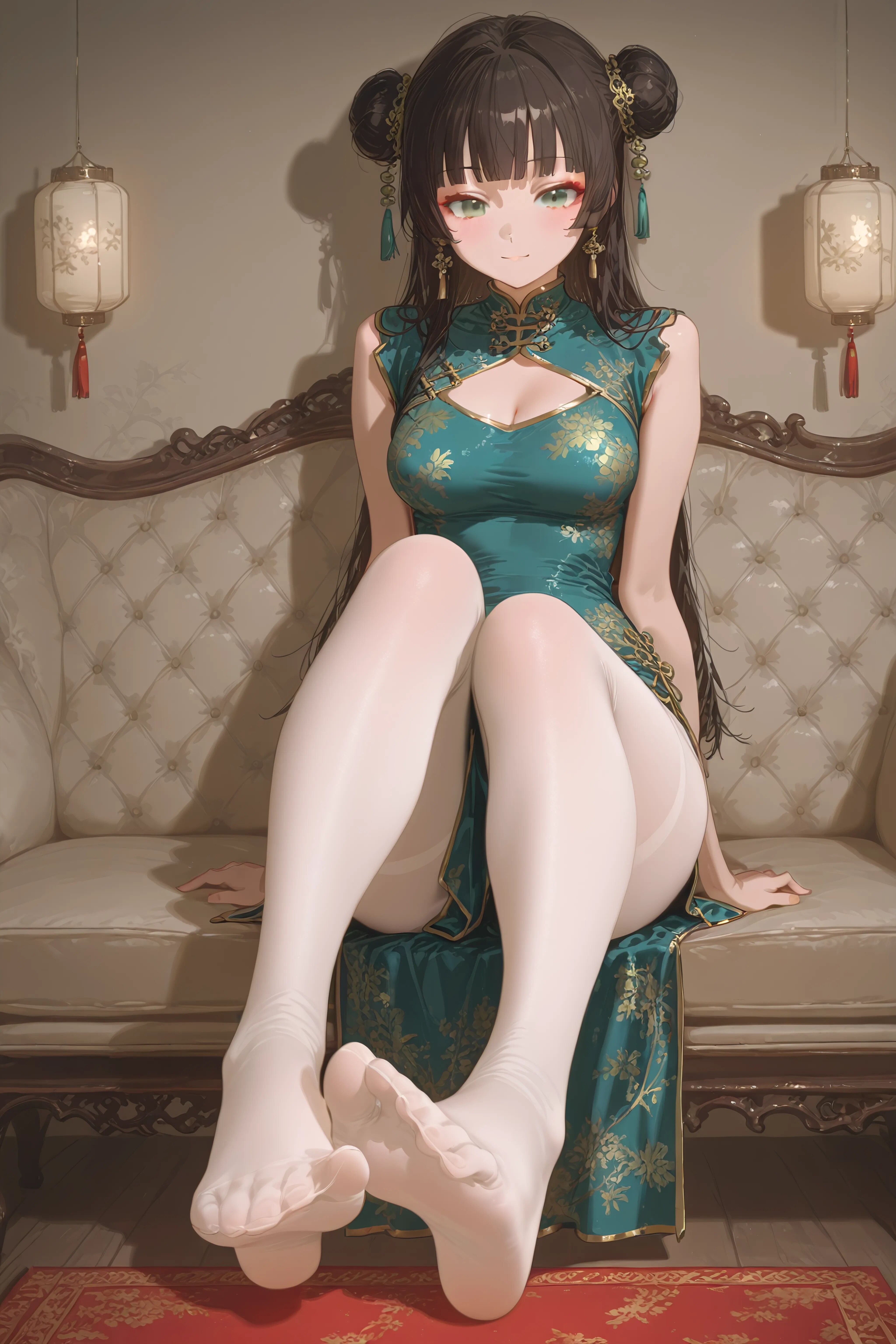Jade Qipao on the Sofa