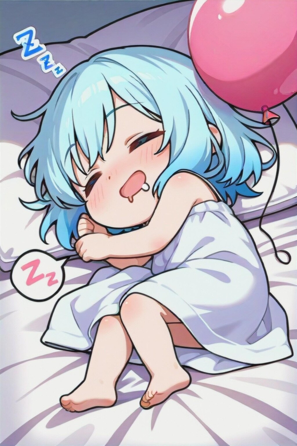 寝ている青髪ちゃん