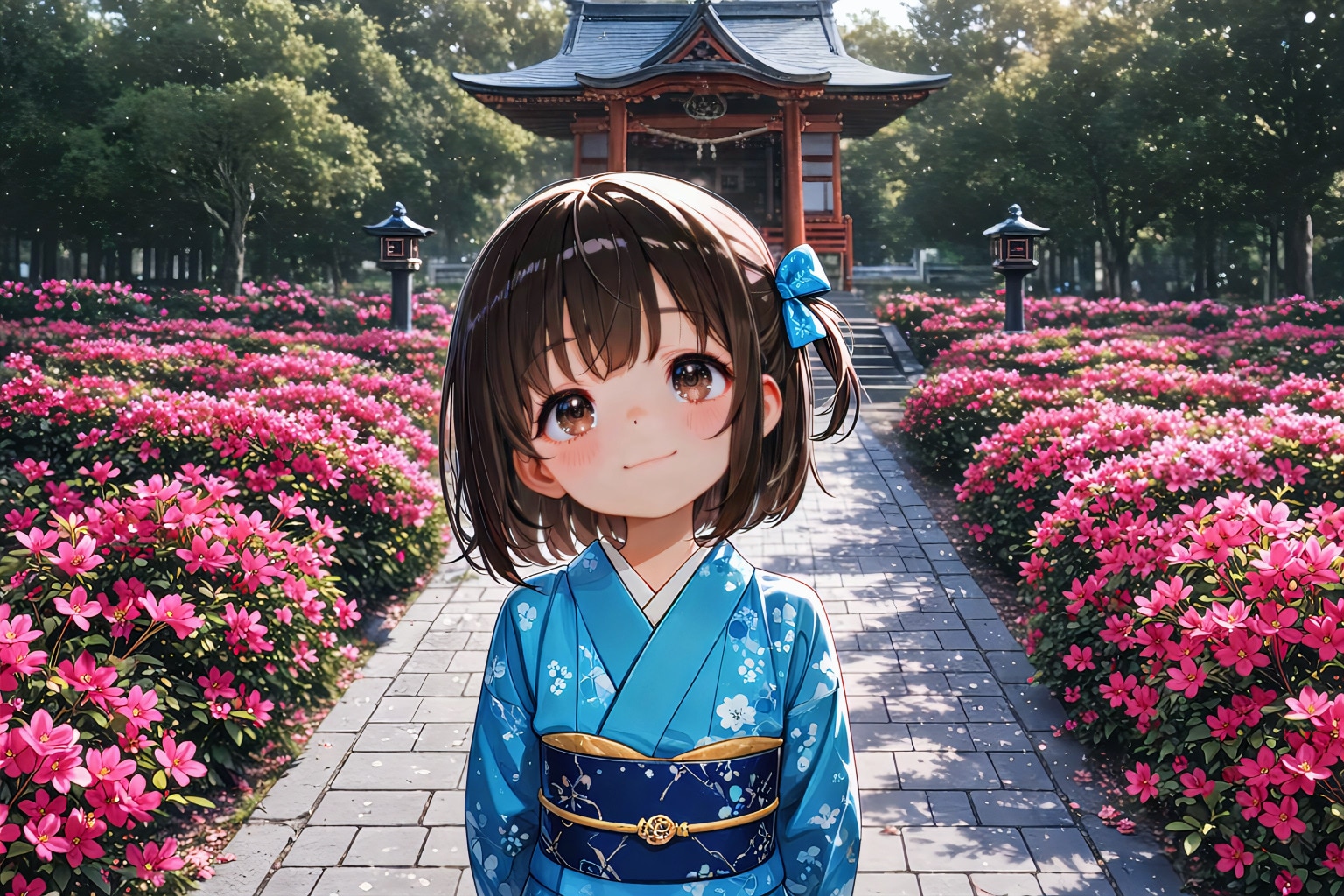 ツツジ咲く参道で | の人気AIイラスト・グラビア