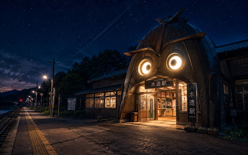 五能線の木造（きづくり）駅