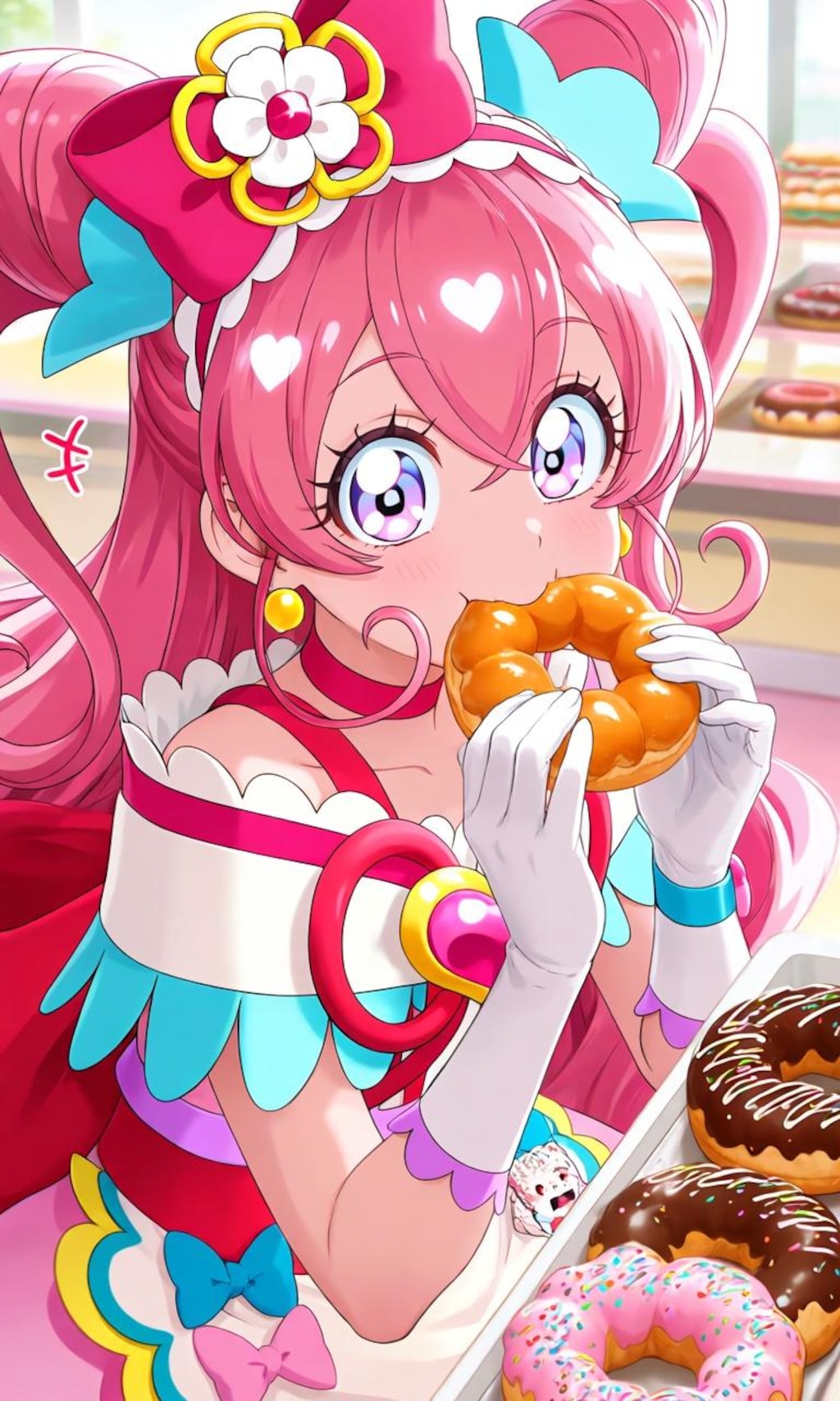 ドーナッツ食べる大食い少女