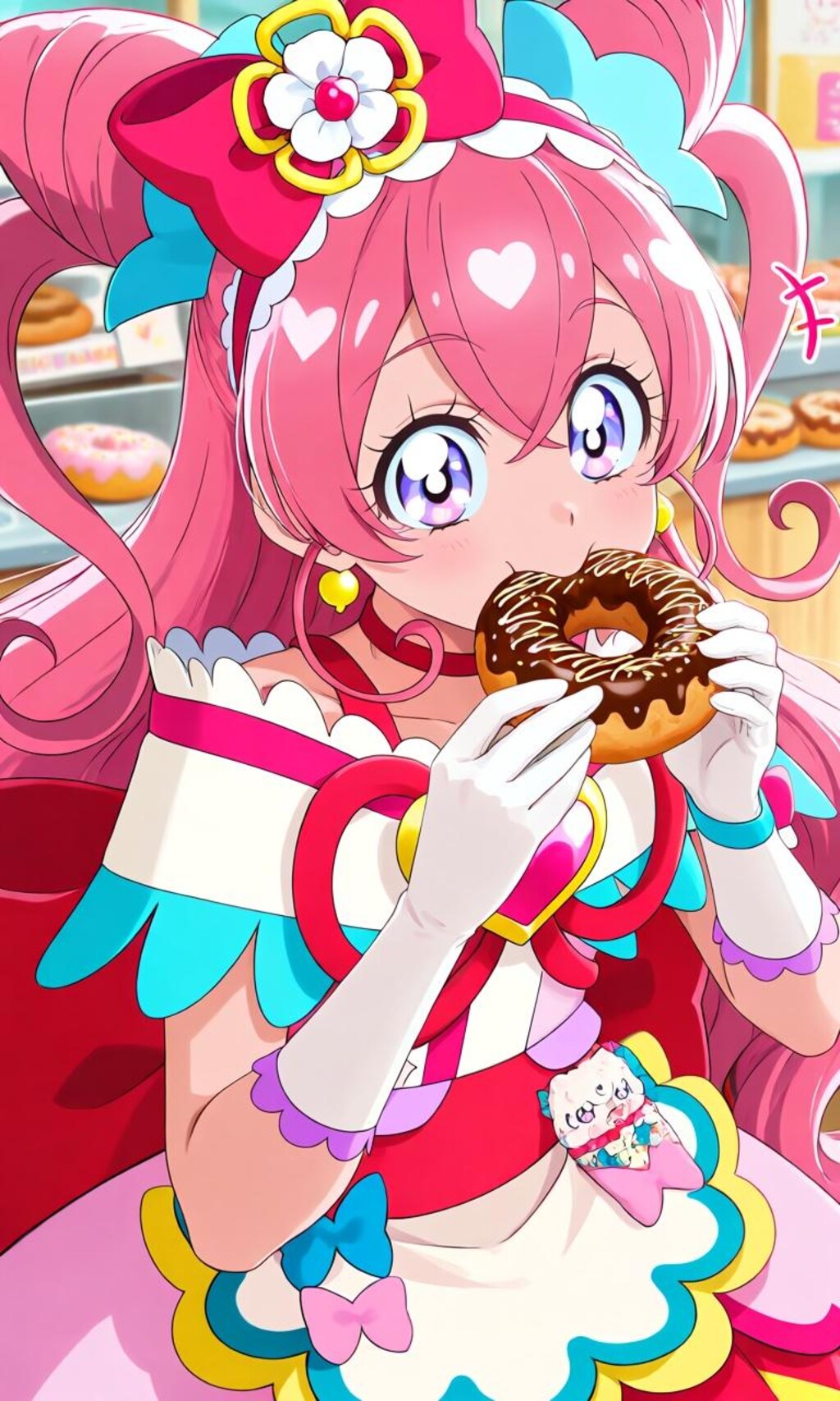 ドーナッツ食べる大食い少女