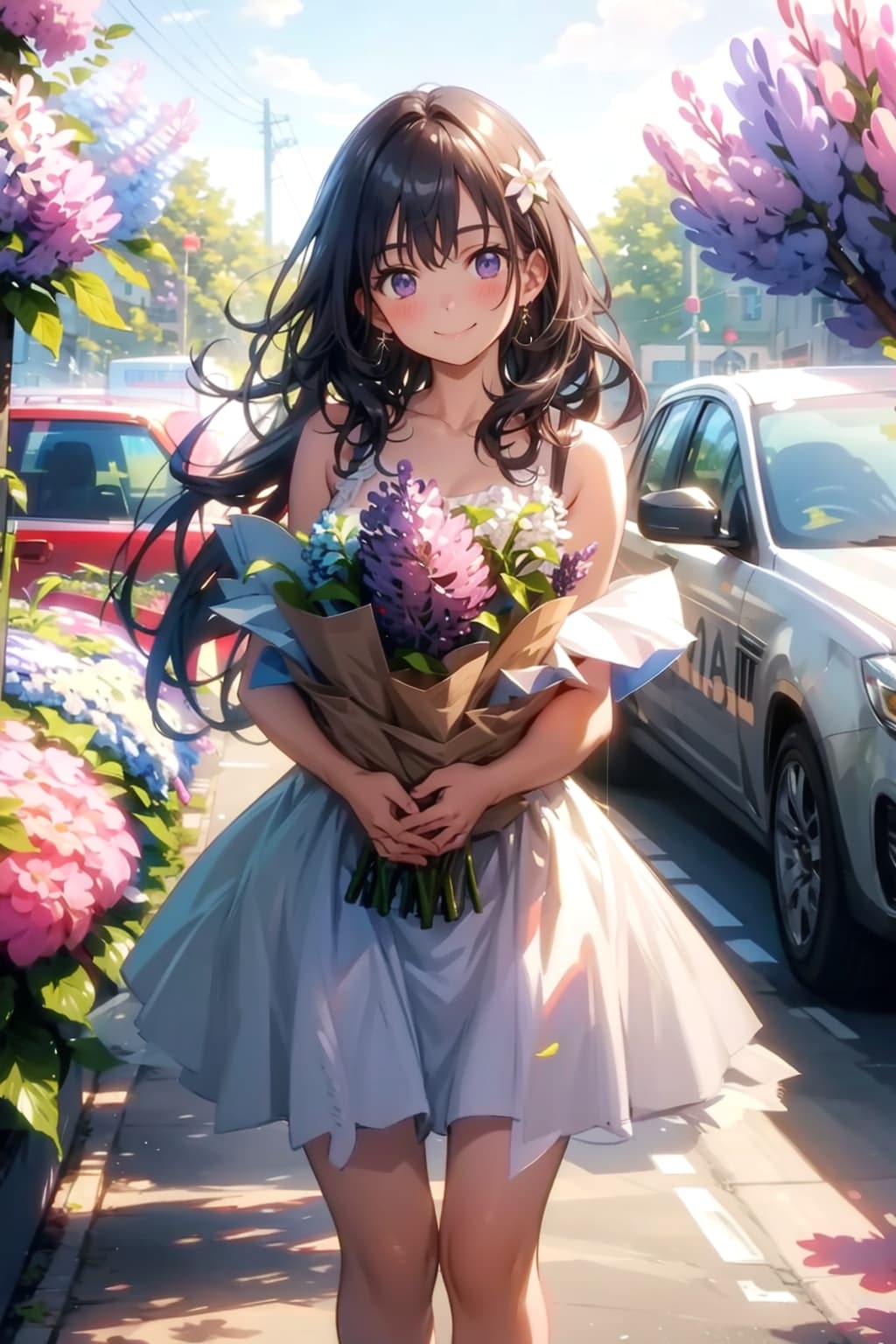花束を持つ美少女