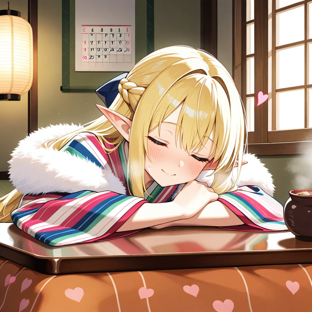 甘酒を楽しむエルフの女の子