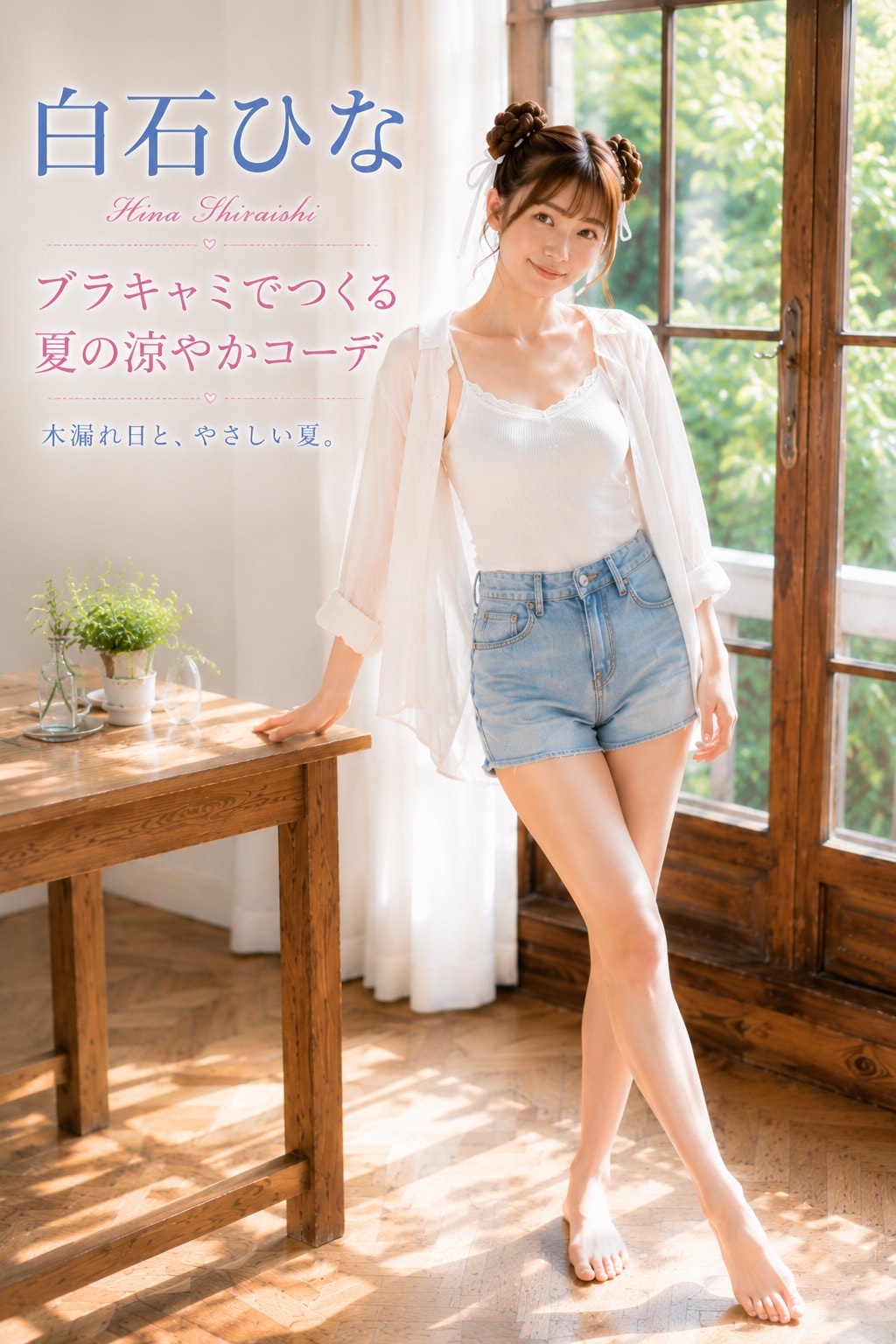 白石ひな : ブラキャミでつくる夏の涼やかコーデ