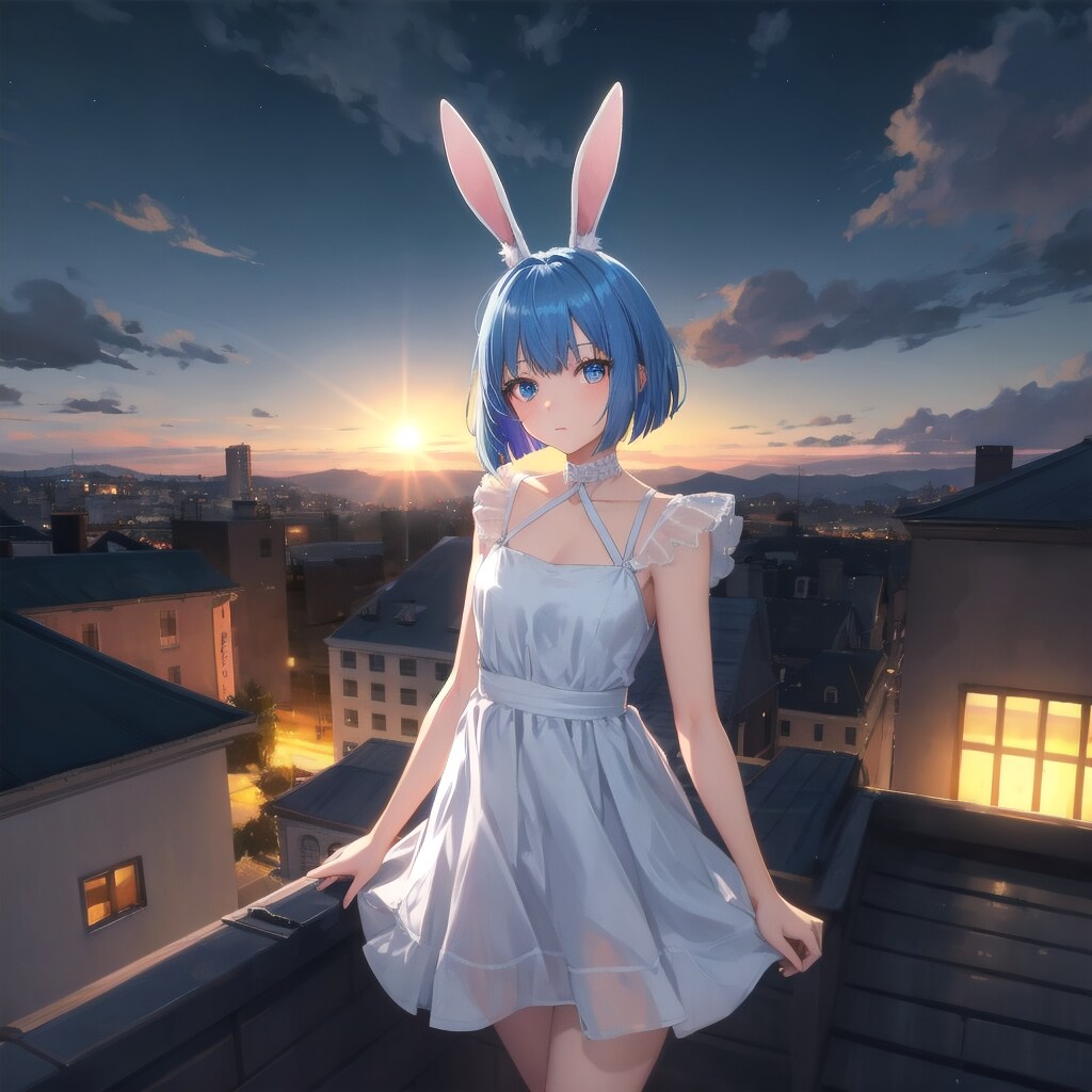 ナイトライティングと月のウサギ | の人気AIイラスト・グラビア