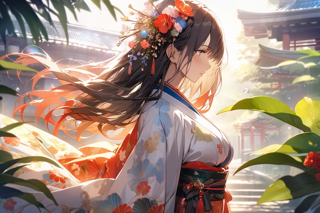 素敵な和服少女の横顔