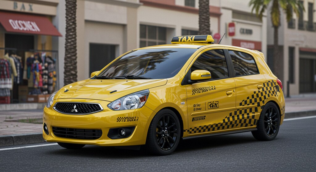 三菱ミラージュイエロータクシー