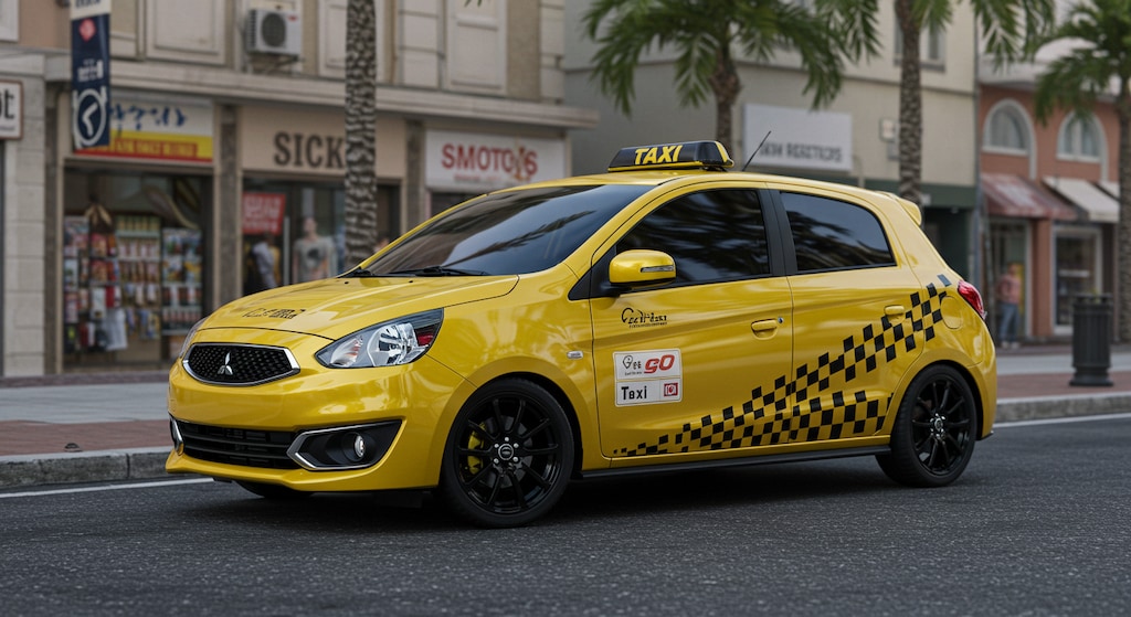 三菱ミラージュイエロータクシー