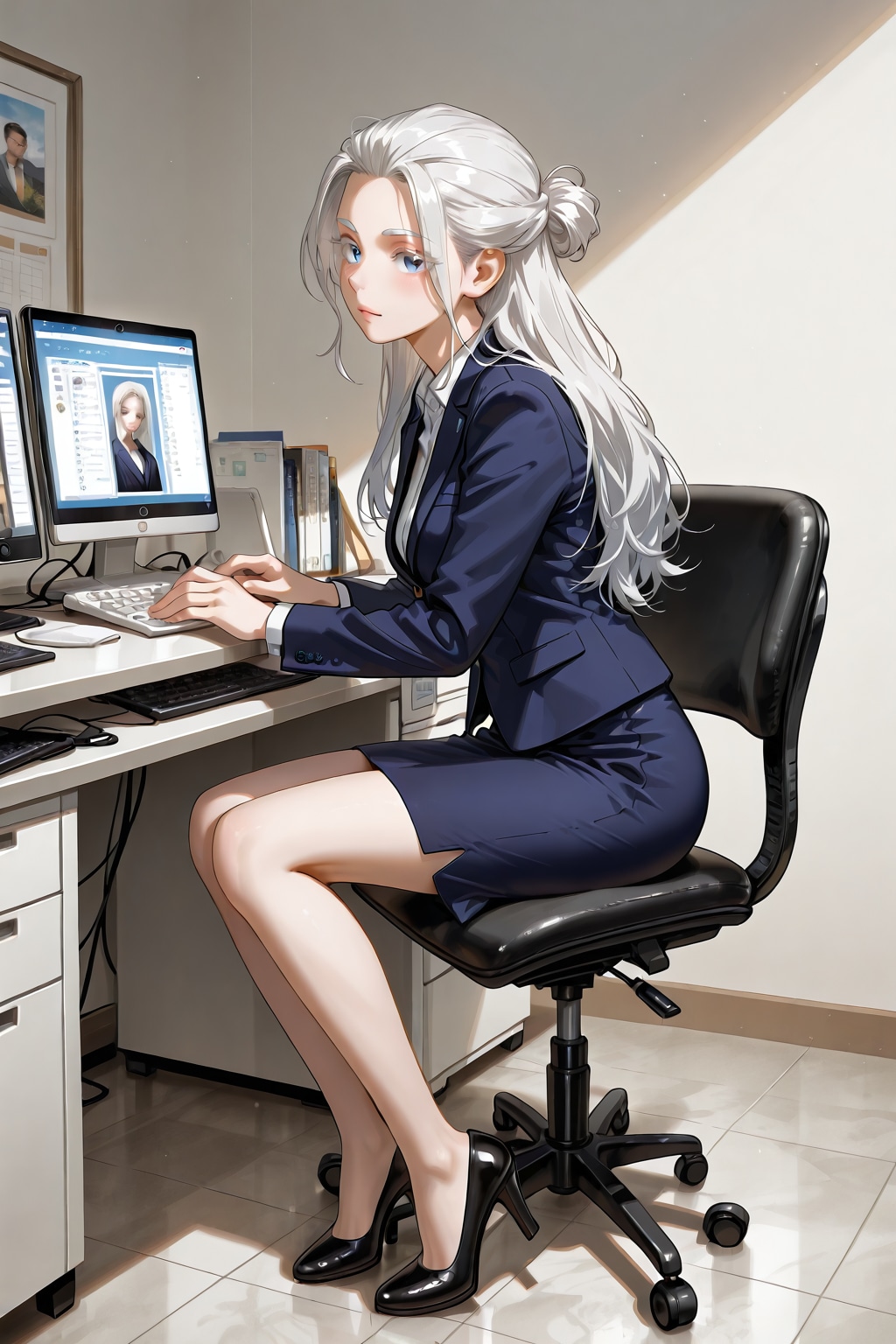 美人事務員な銀髪さん