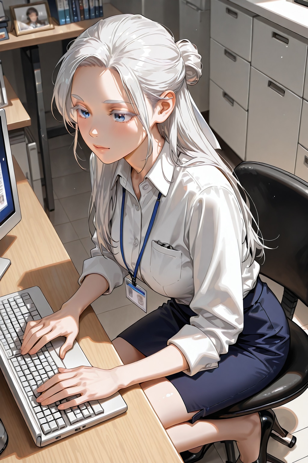 美人事務員な銀髪さん