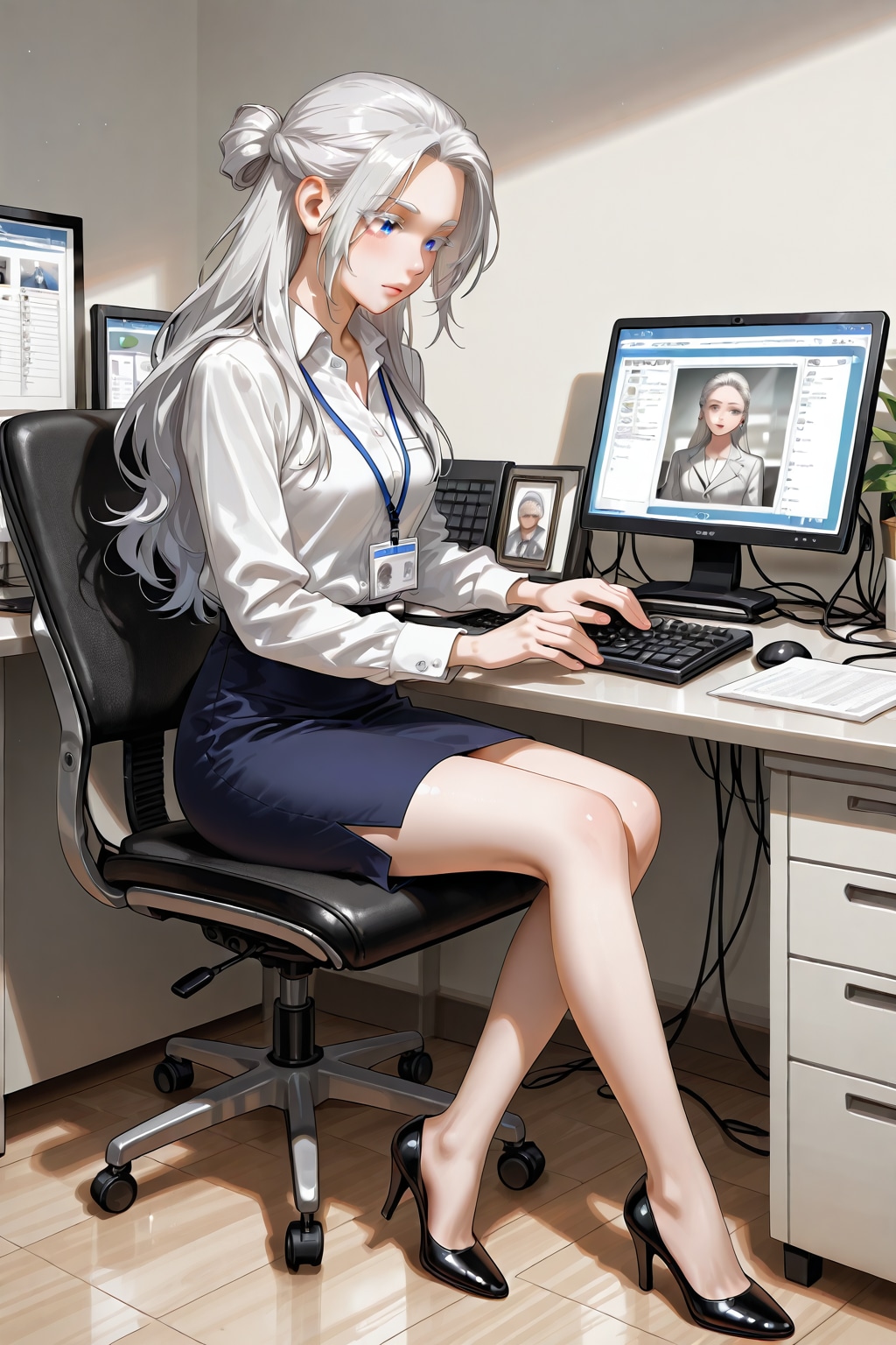 美人事務員な銀髪さん