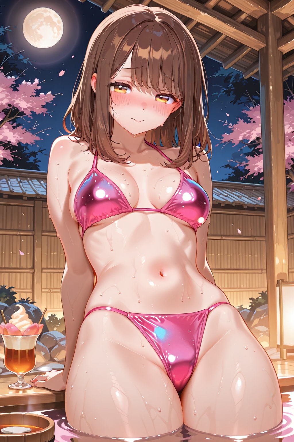 ピンクメタリックビキニの心実と温泉(ちちぷい版改)