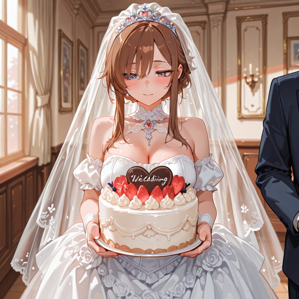 ウェディングケーキを着る女性