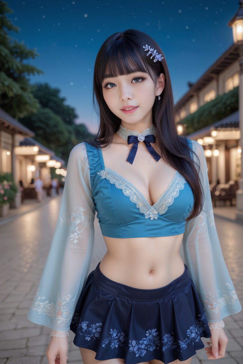 青の着物ドレス